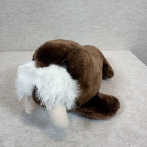 Vintage Sea World Walrus Plush 1982 Brown White Stuffed Animal Made in Korea